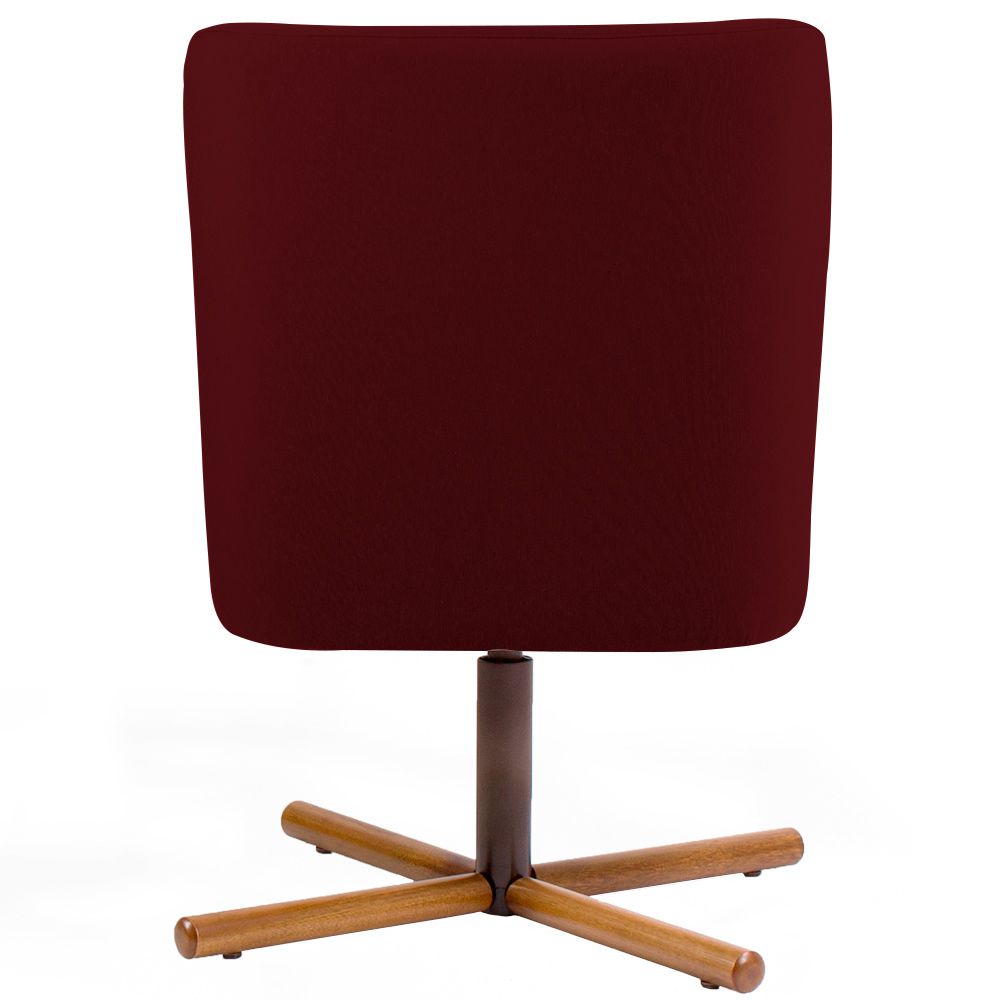 Poltrona Decorativa Giratória Base X Pérsia D02 Veludo Marsala B-278 - Lyam Decor