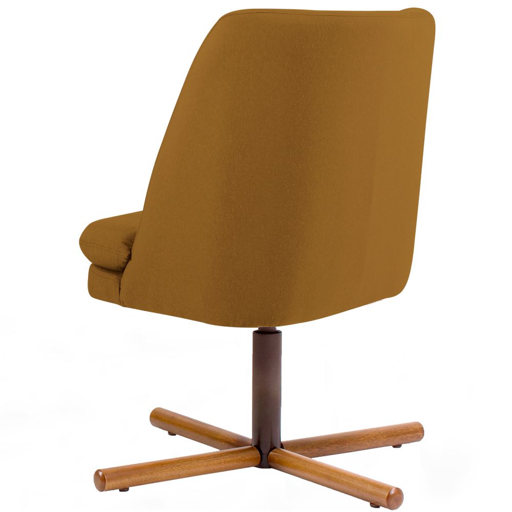 Poltrona Decorativa Giratória Base X Pérsia D02 Veludo Mostarda B-260 - Lyam Decor