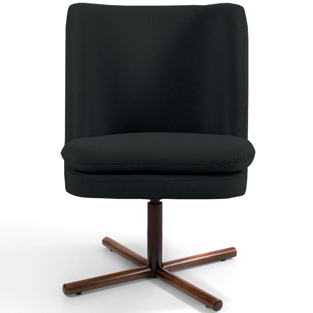 Poltrona Decorativa Giratória Base X Pérsia D02 Veludo Preto B-300  - Lyam Decor