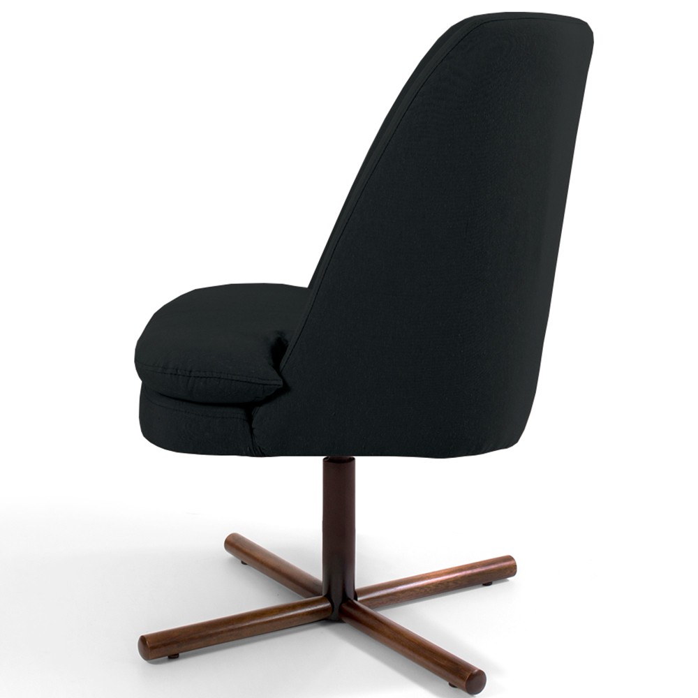 Poltrona Decorativa Giratória Base X Pérsia D02 Veludo Preto B-300  - Lyam Decor