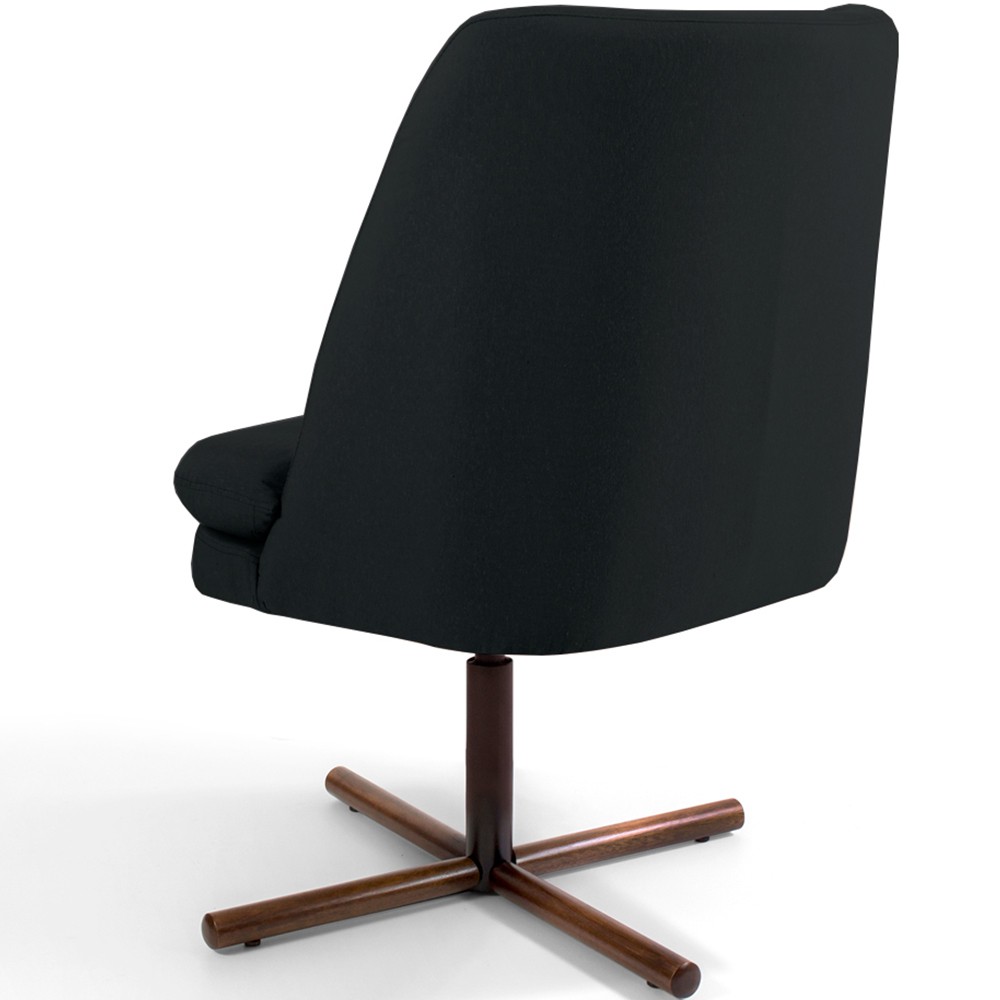 Poltrona Decorativa Giratória Base X Pérsia D02 Veludo Preto B-300  - Lyam Decor