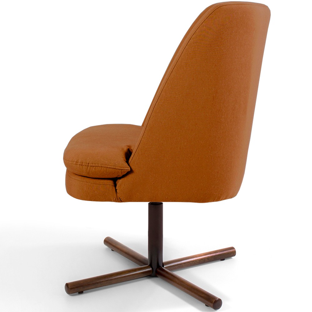 Poltrona Decorativa Giratória Base X Pérsia D02 Veludo Telha B-262  - Lyam Decor