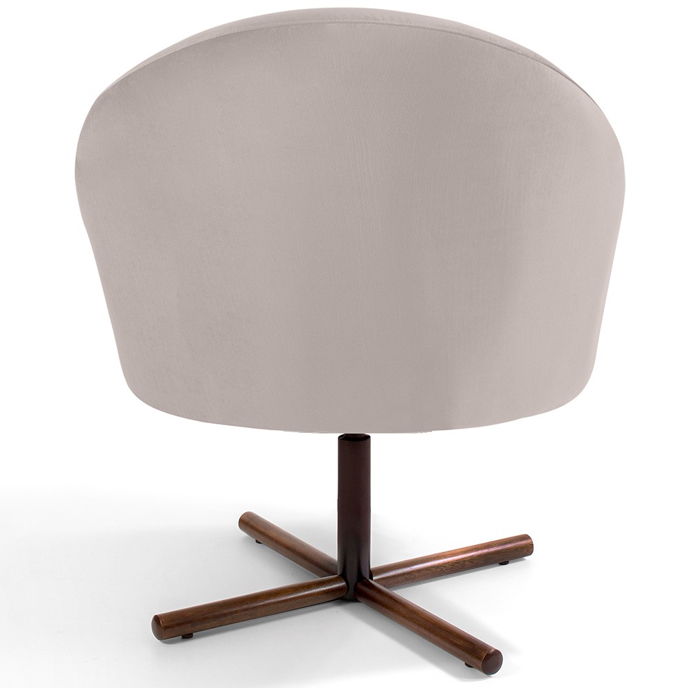 Poltrona Decorativa Giratória Base X Rafa D02 Veludo Bege C-309 - Lyam Decor