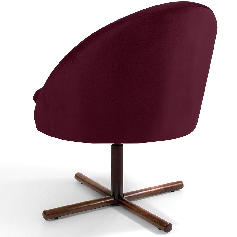 Poltrona Decorativa Giratória Base X Rafa D02 Veludo Marsala C-278 - Lyam Decor