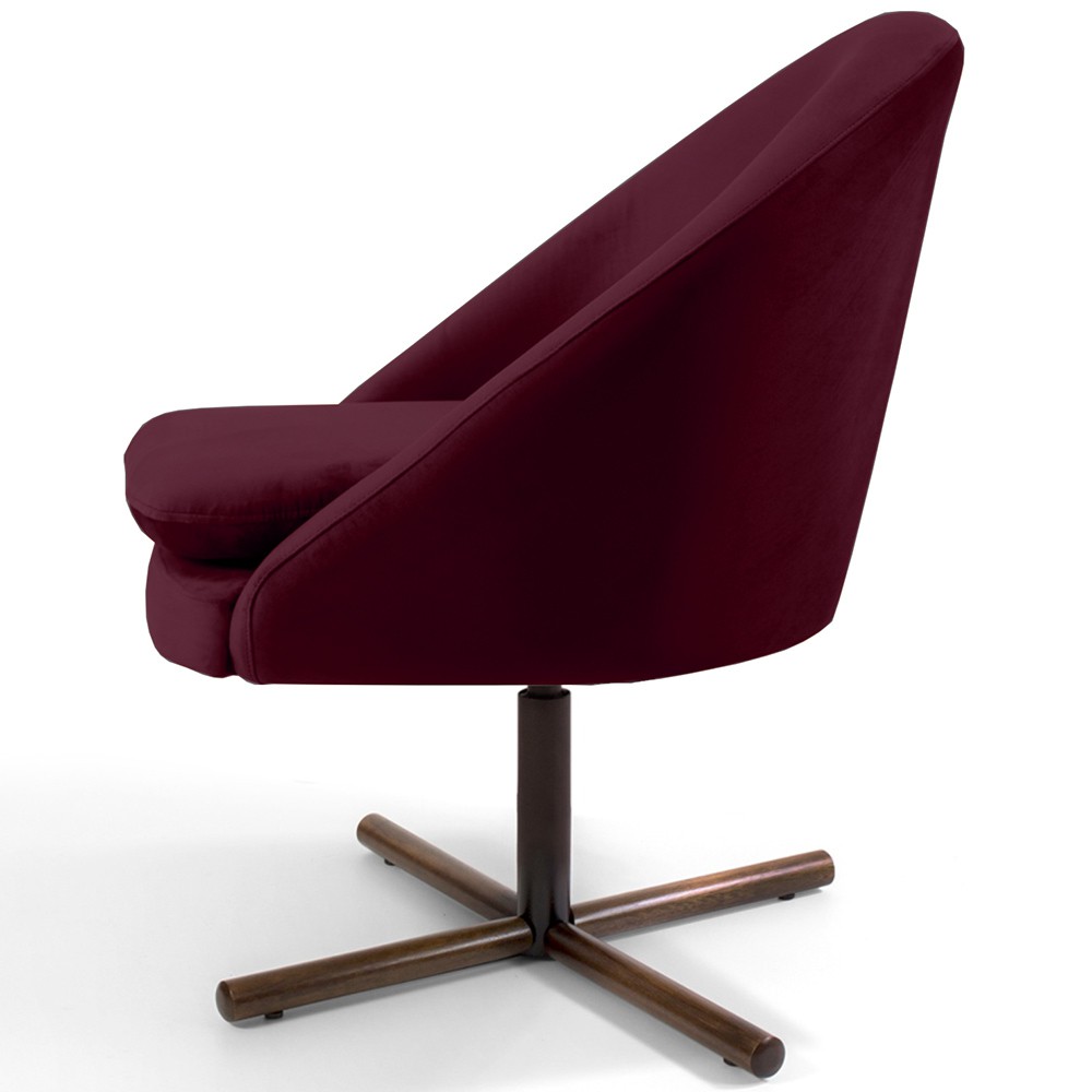 Poltrona Decorativa Giratória Base X Rafa D02 Veludo Marsala C-278 - Lyam Decor