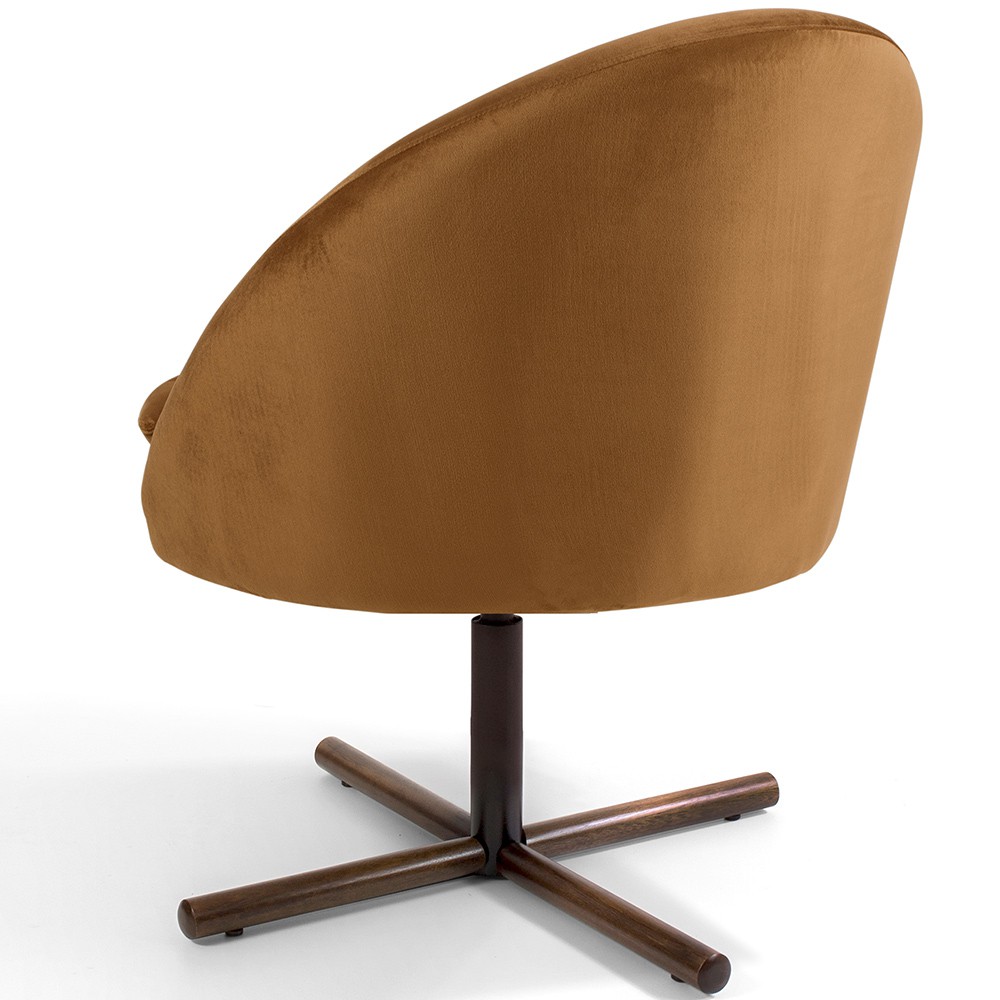 Poltrona Decorativa Giratória Base X Rafa D02 Veludo Telha C-262 - Lyam Decor