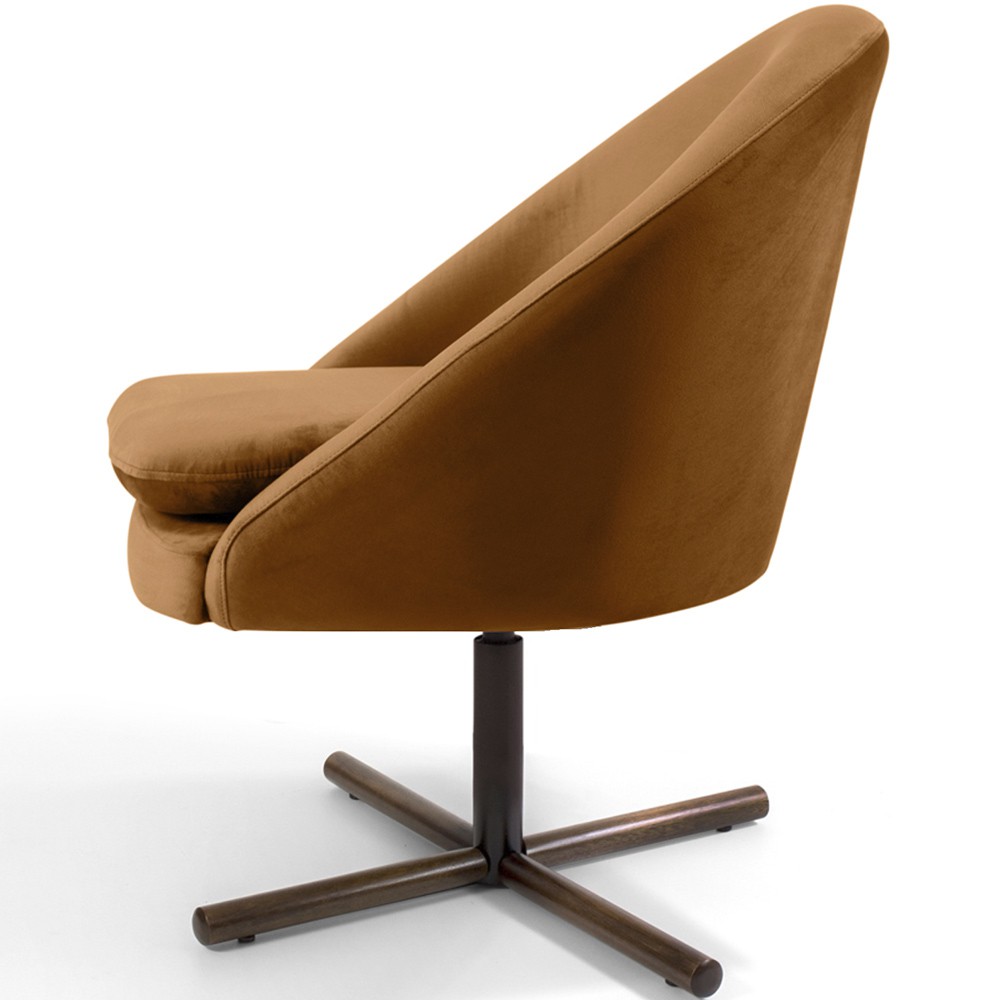 Poltrona Decorativa Giratória Base X Rafa D02 Veludo Telha C-262 - Lyam Decor