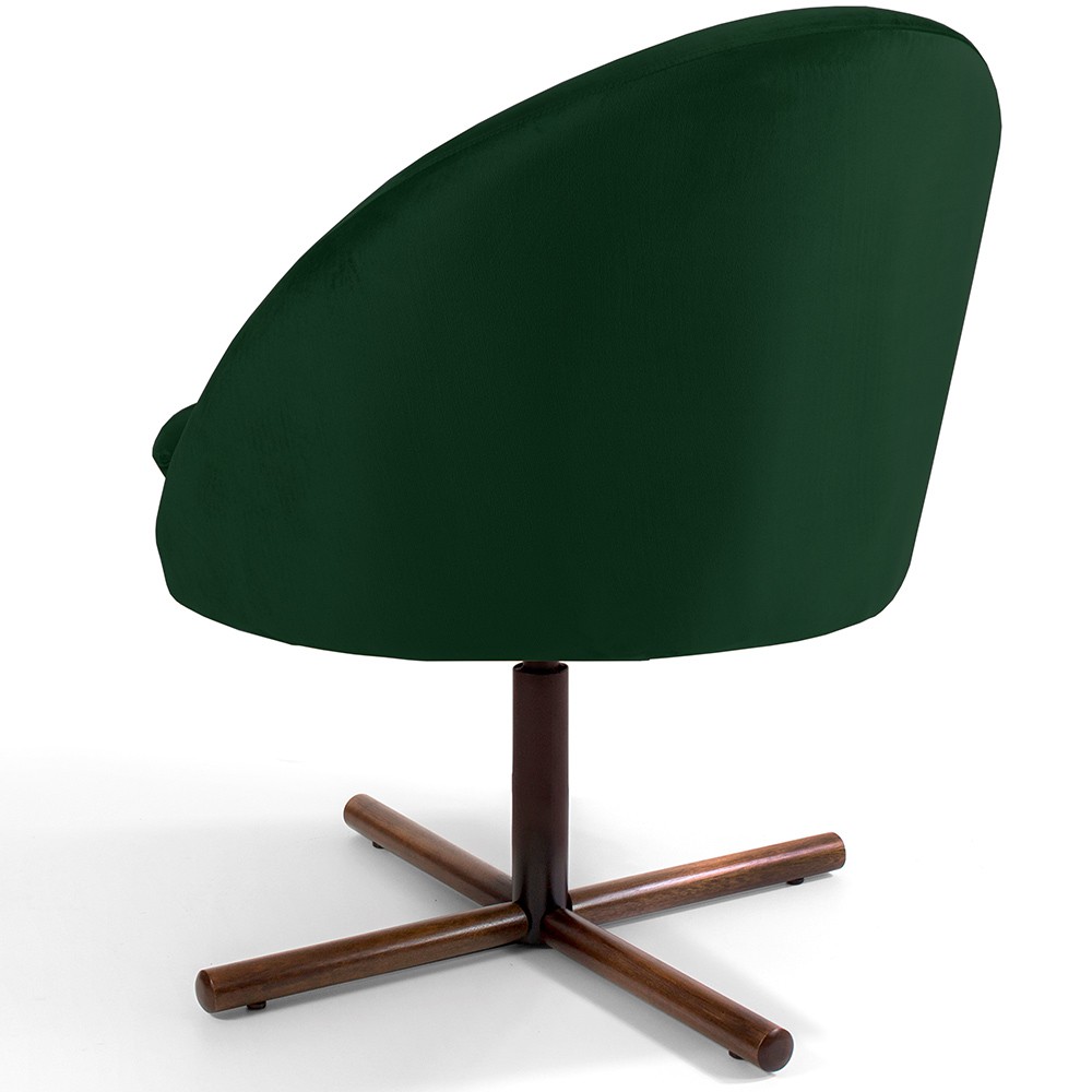 Poltrona Decorativa Giratória Base X Rafa D02 Veludo Verde C-303 - Lyam Decor