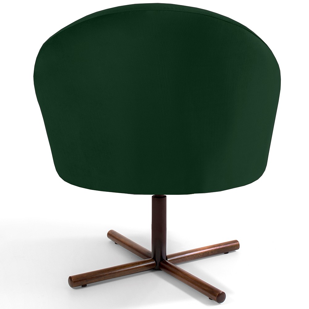 Poltrona Decorativa Giratória Base X Rafa D02 Veludo Verde C-303 - Lyam Decor