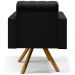 Poltrona Decorativa Giratória Base de Madeira Manu L02 Capitonê Linho Chumbo - Lyam Decor