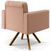 Poltrona Decorativa Giratória Base de Madeira Manu L02 Capitonê Linho Rosê - Lyam Decor