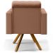 Poltrona Decorativa Giratória Base de Madeira Manu L02 Capitonê Linho Rosê - Lyam Decor