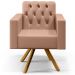 Poltrona Decorativa Giratória Base de Madeira Manu L02 Capitonê Linho Rosê - Lyam Decor