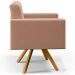 Poltrona Decorativa Giratória Base de Madeira Manu L02 Capitonê Linho Rosê - Lyam Decor