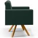 Poltrona Decorativa Giratória Base de Madeira Manu L02 Capitonê Linho Verde Musgo - Lyam Decor