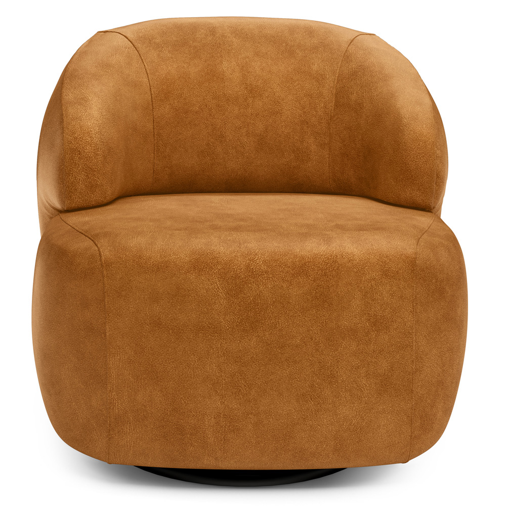 Poltrona Decorativa Giratória Orgânica Para Sala Living Barolo L06 Couríssimo Whisky - Lyam Decor