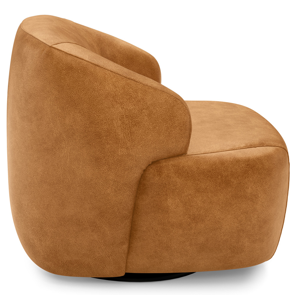 Poltrona Decorativa Giratória Orgânica Para Sala Living Barolo L06 Couríssimo Whisky - Lyam Decor