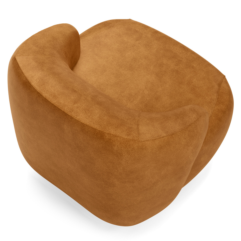Poltrona Decorativa Giratória Orgânica Para Sala Living Barolo L06 Couríssimo Whisky - Lyam Decor