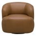 Poltrona Decorativa Giratória Orgânica Para Sala Living Begur L06 Couro Caramelo - Lyam Decor