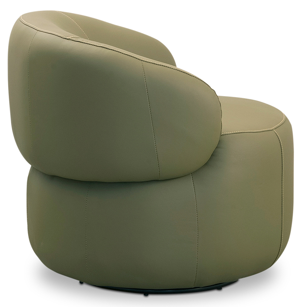 Poltrona Decorativa Giratória Orgânica Para Sala Living Nevile L06 Couro Verde Musgo - Lyam Decor