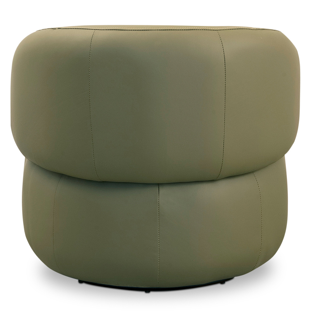 Poltrona Decorativa Giratória Orgânica Para Sala Living Nevile L06 Couro Verde Musgo - Lyam Decor