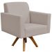 Poltrona Decorativa Giratória Para Sala de Estar Base de Madeira Helô L02 Linho Bege - Lyam Decor