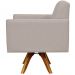 Poltrona Decorativa Giratória Para Sala de Estar Base de Madeira Helô L02 Linho Bege - Lyam Decor