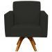 Poltrona Decorativa Giratória Para Sala de Estar Base de Madeira Helô L02 Suede Preto - Lyam Decor