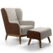 Poltrona Decorativa Milena D02 com Puff Viseo Fixa Base Jacar Algodão Creme Marrom A-208 - Lyam Decor