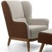 Poltrona Decorativa Milena D02 com Puff Viseo Fixa Base Jacar Algodão Creme Marrom A-208 - Lyam Decor