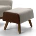 Poltrona Decorativa Milena D02 com Puff Viseo Fixa Base Jacar Algodão Creme Marrom A-208 - Lyam Decor