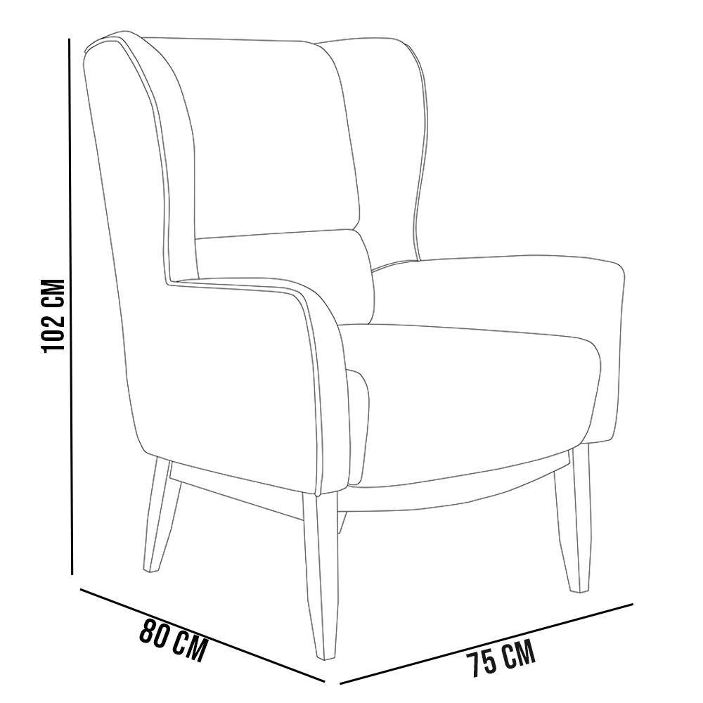 Poltrona Decorativa Milena D02 com Puff Viseo Fixa Base Jacar Algodão Creme Marrom A-208 - Lyam Decor