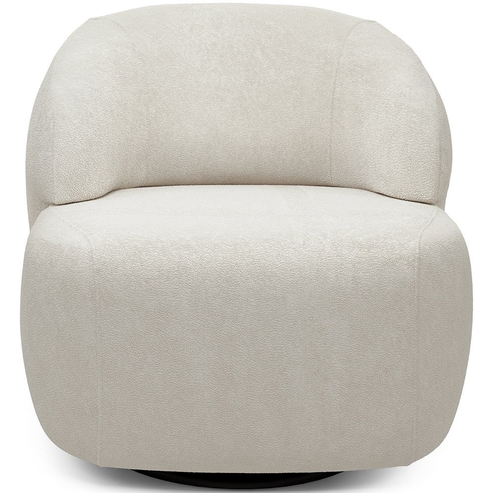 Poltrona Decorativa Orgânica Giratória Para Sala Living Barolo L06 Bouclê Off White - Lyam Decor