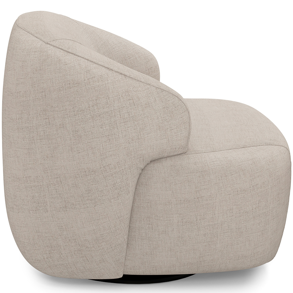 Poltrona Decorativa Orgânica Giratória Para Sala Living Barolo L06 Linho Bege - Lyam Decor