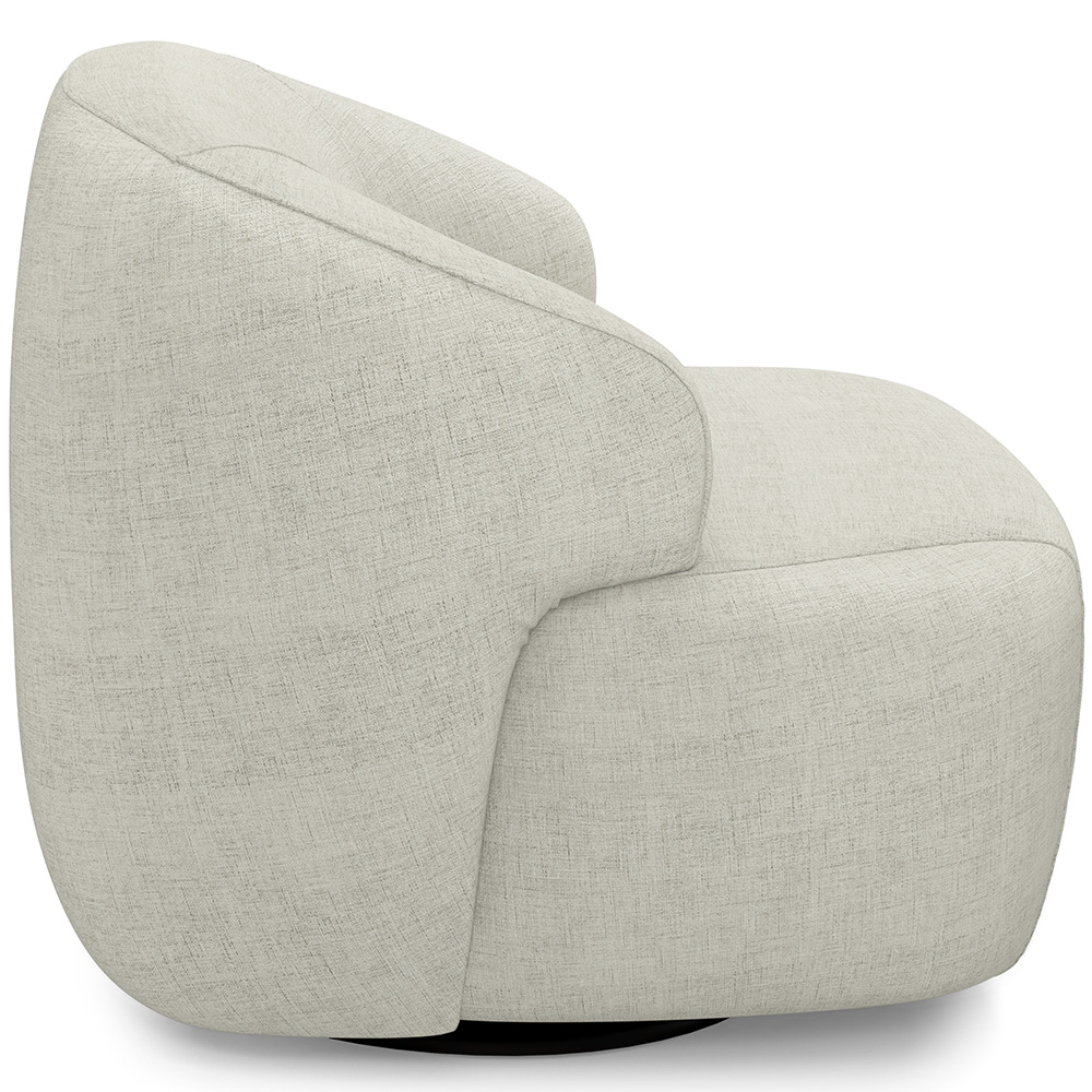 Poltrona Decorativa Orgânica Giratória Para Sala Living Barolo L06 Linho Cru - Lyam Decor