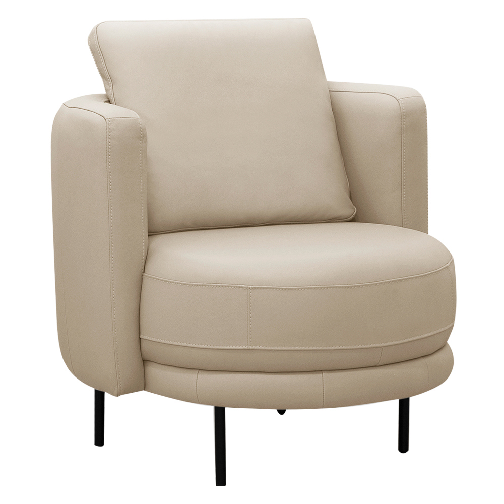 Poltrona Decorativa Orgânica Para Sala de Estar Living Belfort L06 Couro Bege - Lyam Decor