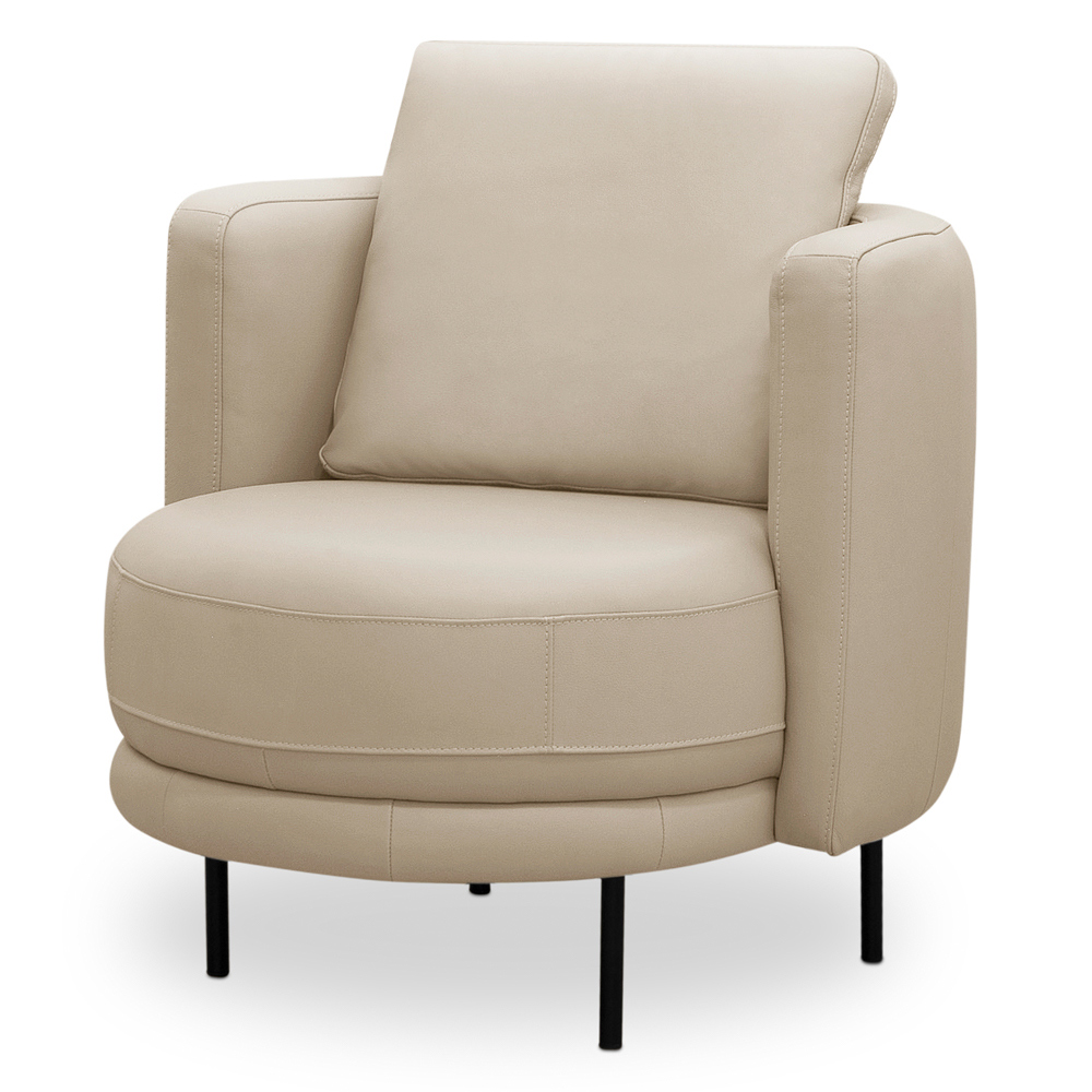 Poltrona Decorativa Orgânica Para Sala de Estar Living Belfort L06 Couro Bege - Lyam Decor
