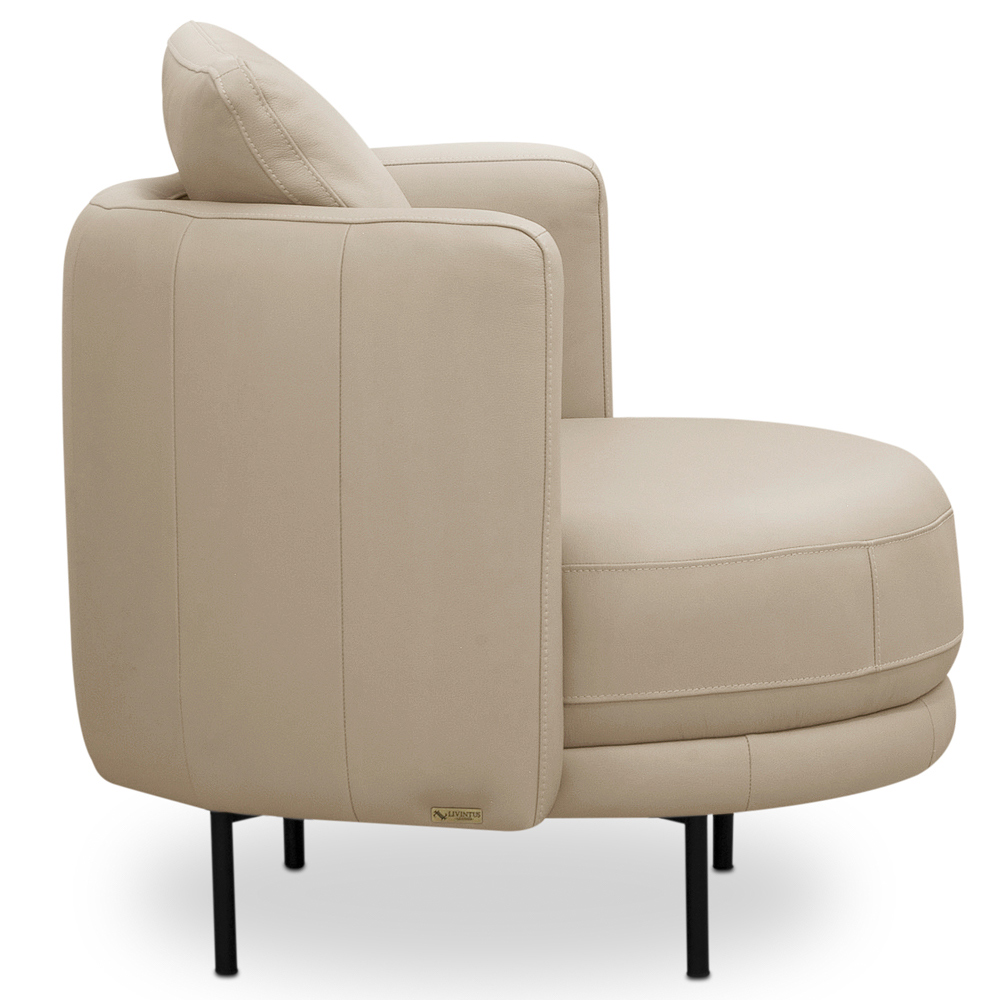 Poltrona Decorativa Orgânica Para Sala de Estar Living Belfort L06 Couro Bege - Lyam Decor