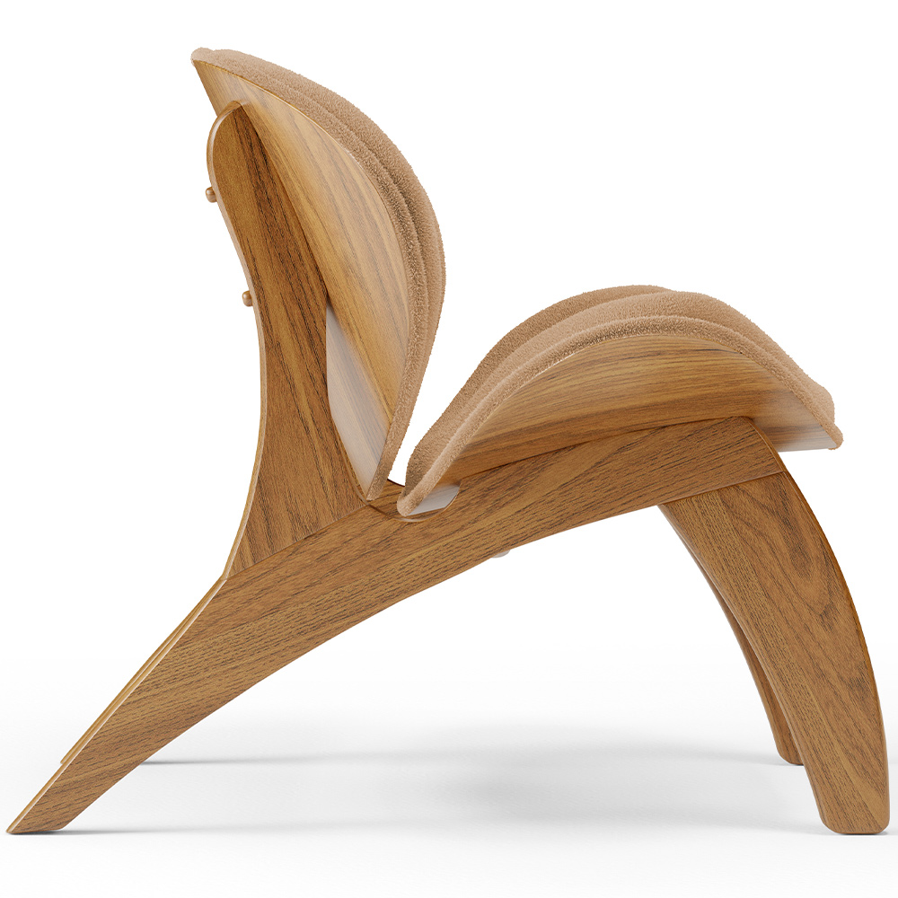 Poltrona Decorativa Orgânica Sala Living Kadosh L02 Bouclê Mostarda - Lyam Decor