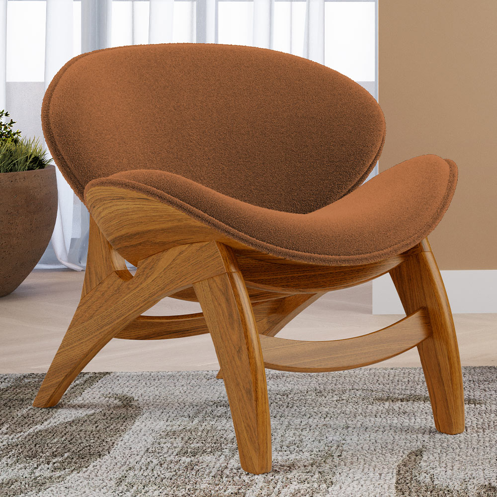 Poltrona Decorativa Orgânica Sala Living Kadosh L02 Bouclê Terracota - Lyam Decor