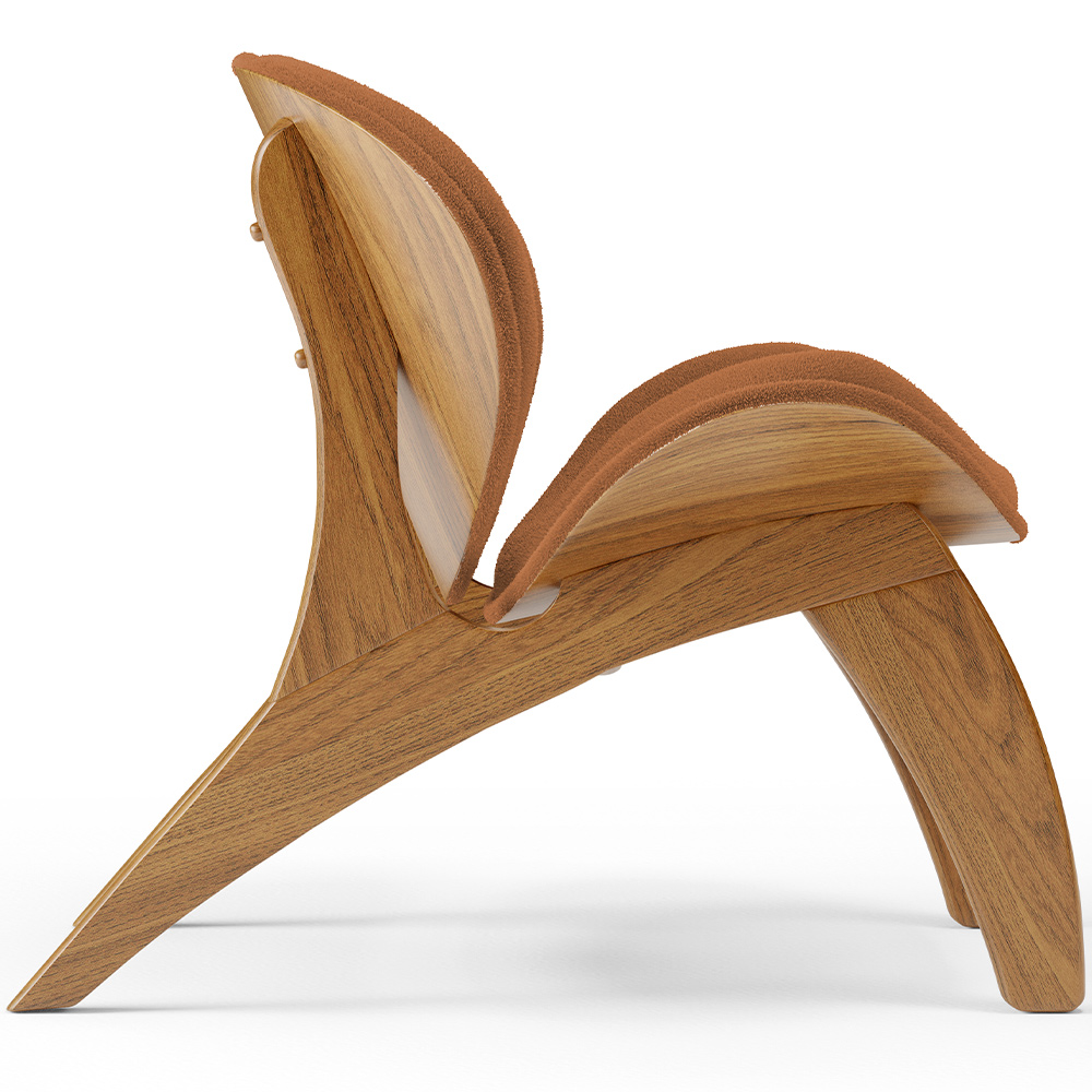 Poltrona Decorativa Orgânica Sala Living Kadosh L02 Bouclê Terracota - Lyam Decor