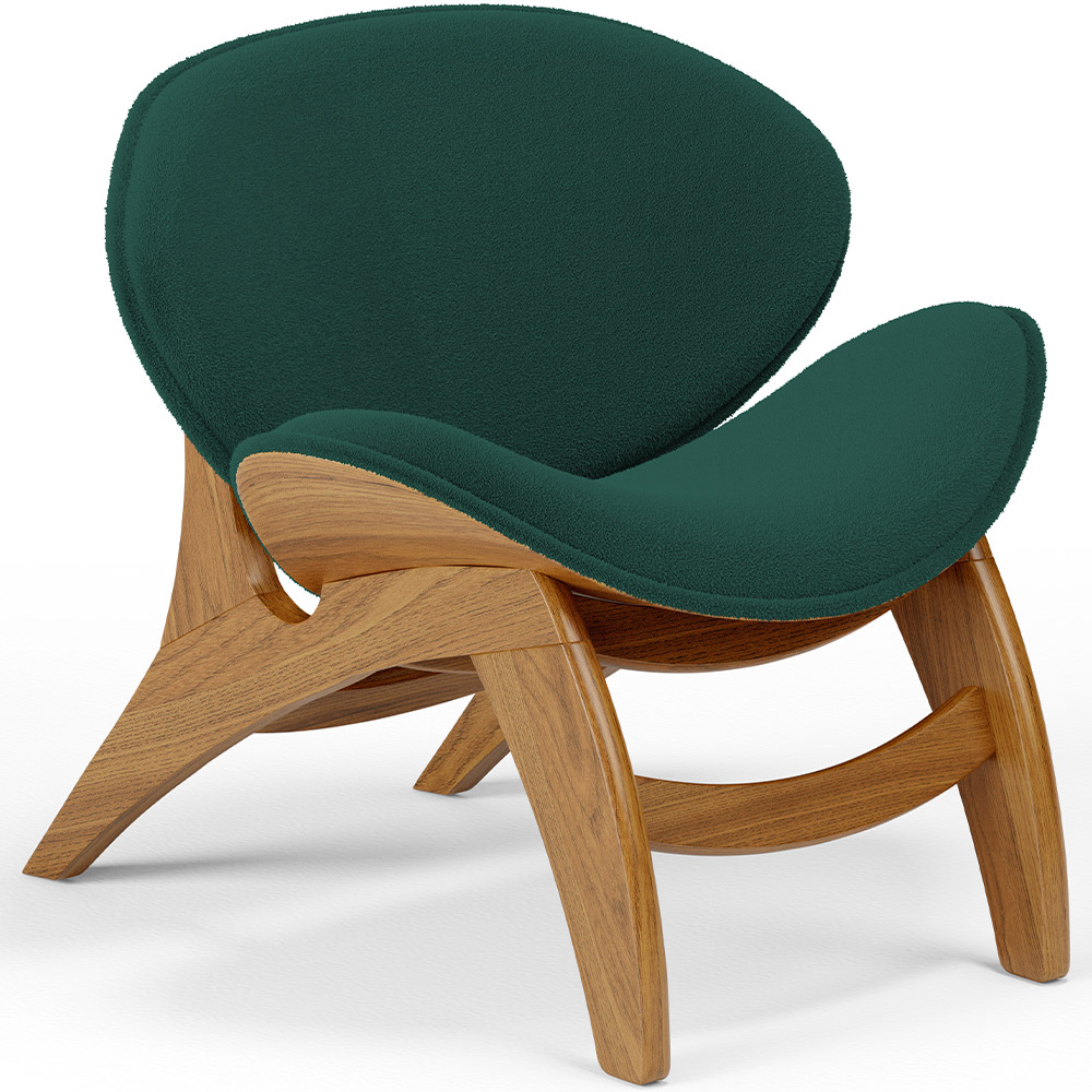 Poltrona Decorativa Orgânica Sala Living Kadosh L02 Bouclê Verde - Lyam Decor