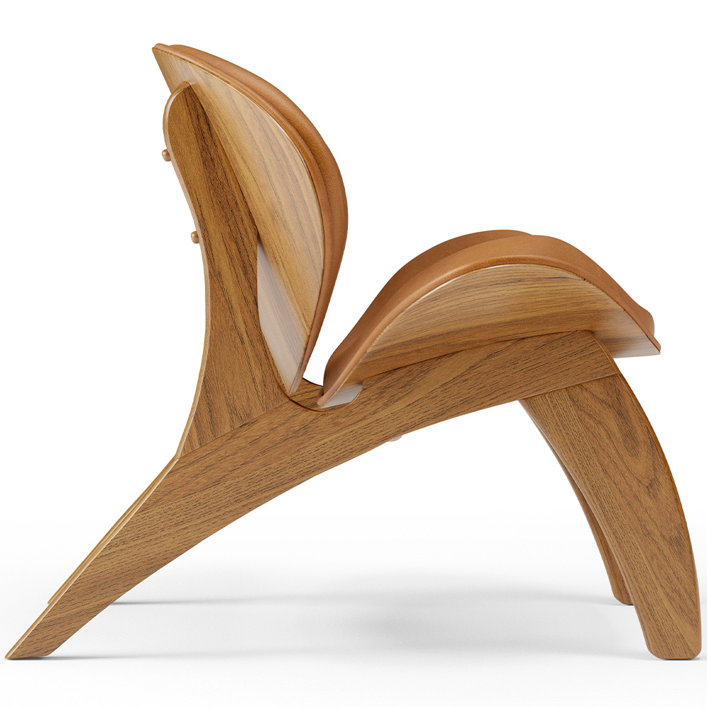 Poltrona Decorativa Orgânica Sala Living Kadosh L02 Couríssimo Canela - Lyam Decor