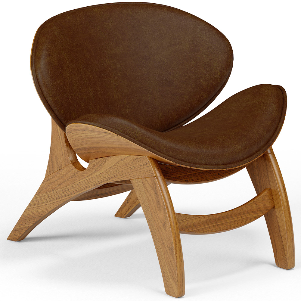 Poltrona Decorativa Orgânica Sala Living Kadosh L02 Couríssimo Marrom - Lyam Decor