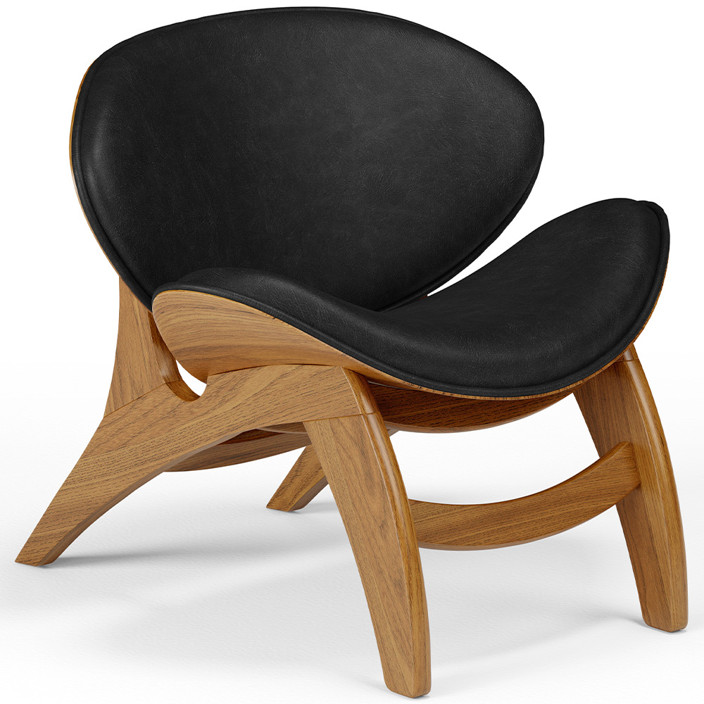 Poltrona Decorativa Orgânica Sala Living Kadosh L02 Couríssimo Preto Brilho - Lyam Decor