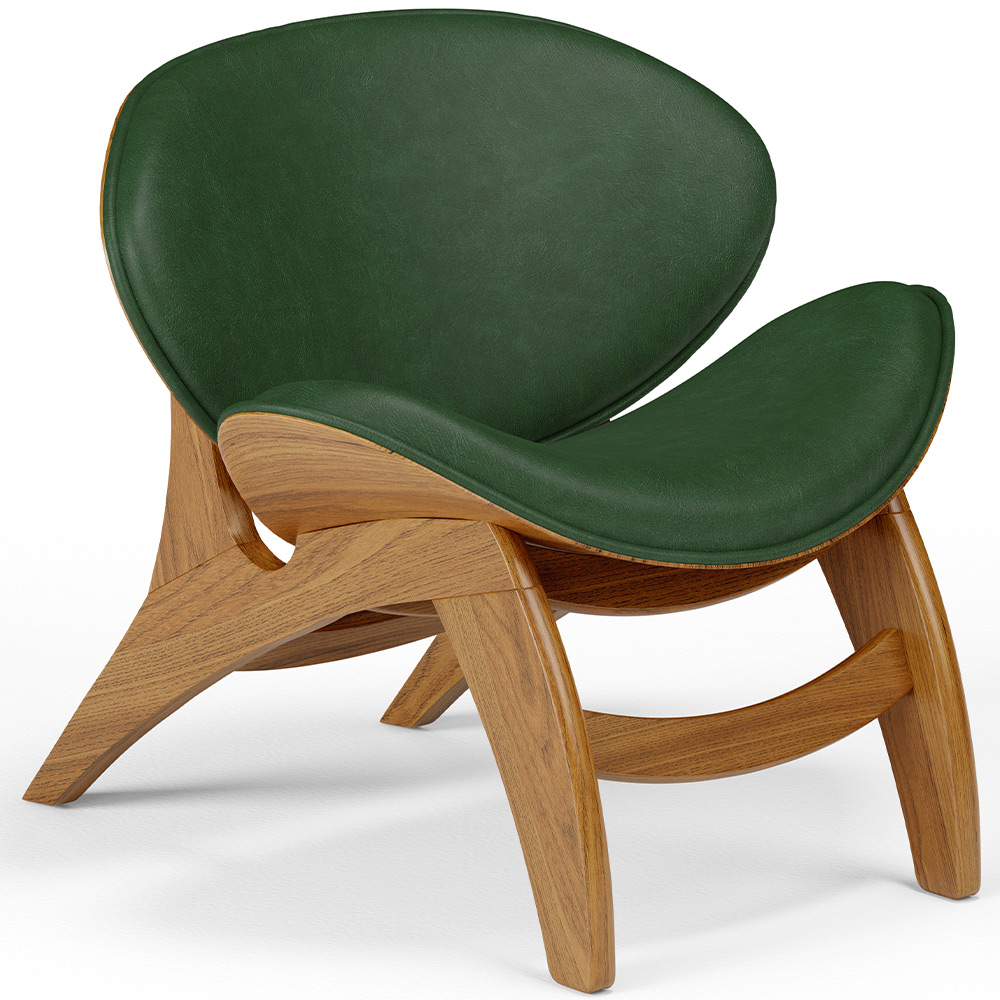 Poltrona Decorativa Orgânica Sala Living Kadosh L02 Couríssimo Verde Musgo - Lyam Decor