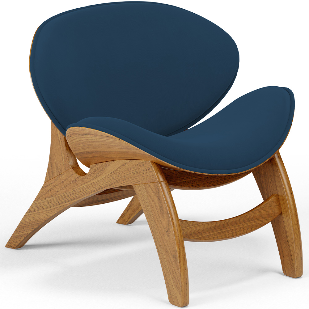 Poltrona Decorativa Orgânica Sala Living Kadosh L02 Suede Azul Marinho - Lyam Decor