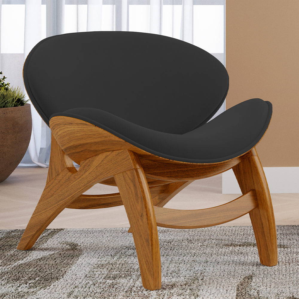 Poltrona Decorativa Orgânica Sala Living Kadosh L02 Suede Preto - Lyam Decor