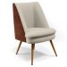 Poltrona Decorativa Pérsia Fixa Pés Palito D02 Linho Bege C-107 Corano Marrom B-38 - Lyam Decor