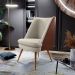 Poltrona Decorativa Pérsia Fixa Pés Palito D02 Linho Bege C-107 Corano Marrom B-38 - Lyam Decor